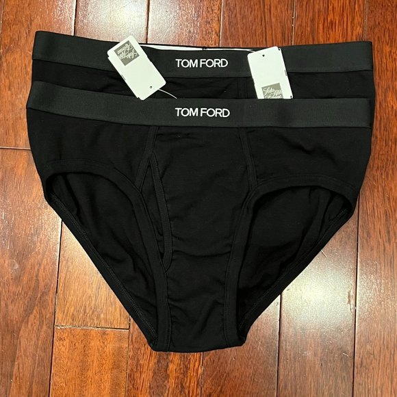 Tom Ford 2-Pack Black Stretch-Cotton Logo Briefs Sz XXL - US 38-40 - Picture 3 of 6